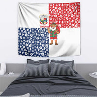 Panama Christmas Tapestry with Tropical Santa National Coat of Arms and Festive Pattern Design - Wonder Print Shop