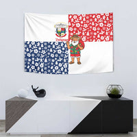 Panama Christmas Tapestry with Tropical Santa National Coat of Arms and Festive Pattern Design - Wonder Print Shop