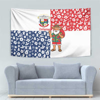 Panama Christmas Tapestry with Tropical Santa National Coat of Arms and Festive Pattern Design - Wonder Print Shop