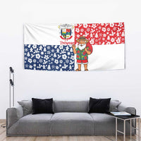 Panama Christmas Tapestry with Tropical Santa National Coat of Arms and Festive Pattern Design - Wonder Print Shop