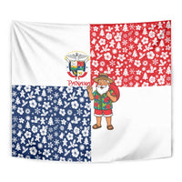 Panama Christmas Tapestry with Tropical Santa National Coat of Arms and Festive Pattern Design - Wonder Print Shop