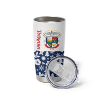 Panama Christmas Tumbler Cup with Tropical Santa National Coat of Arms and Festive Pattern Design - Wonder Print Shop