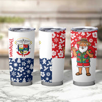 Panama Christmas Tumbler Cup with Tropical Santa National Coat of Arms and Festive Pattern Design - Wonder Print Shop