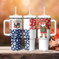 Panama Christmas Tumbler With Handle with Tropical Santa National Coat of Arms and Festive Pattern Design - Wonder Print Shop