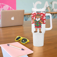 Panama Christmas Tumbler With Handle with Tropical Santa National Coat of Arms and Festive Pattern Design - Wonder Print Shop