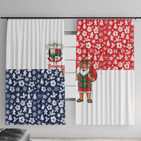 Panama Christmas Window Curtain with Tropical Santa National Coat of Arms and Festive Pattern Design - Wonder Print Shop
