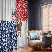 Panama Christmas Window Curtain with Tropical Santa National Coat of Arms and Festive Pattern Design - Wonder Print Shop