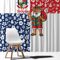 Panama Christmas Window Curtain with Tropical Santa National Coat of Arms and Festive Pattern Design - Wonder Print Shop