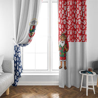 Panama Christmas Window Curtain with Tropical Santa National Coat of Arms and Festive Pattern Design - Wonder Print Shop
