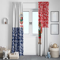 Panama Christmas Window Curtain with Tropical Santa National Coat of Arms and Festive Pattern Design - Wonder Print Shop