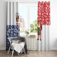 Panama Christmas Window Curtain with Tropical Santa National Coat of Arms and Festive Pattern Design - Wonder Print Shop