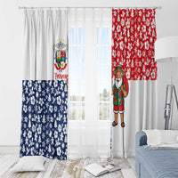 Panama Christmas Window Curtain with Tropical Santa National Coat of Arms and Festive Pattern Design - Wonder Print Shop