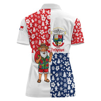 Panama Christmas Women Polo Shirt with Tropical Santa National Coat of Arms and Festive Pattern Design - Wonder Print Shop