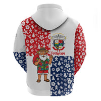Panama Christmas Zip Hoodie with Tropical Santa National Coat of Arms and Festive Pattern Design - Wonder Print Shop