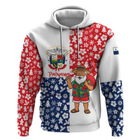 Panama Christmas Zip Hoodie with Tropical Santa National Coat of Arms and Festive Pattern Design - Wonder Print Shop