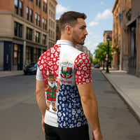 Panama Christmas Zipper Polo Shirt with Tropical Santa National Coat of Arms and Festive Pattern Design - Wonder Print Shop