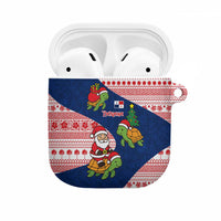 Panama Christmas AirPods Case with Santa Claus Sea Turtles Holiday Tree and Red Blue Pattern Design - Wonder Print Shop