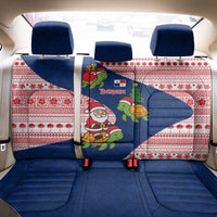 Panama Christmas Back Car Seat Cover with Santa Claus Sea Turtles Holiday Tree and Red Blue Pattern Design - Wonder Print Shop