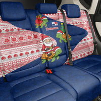 Panama Christmas Back Car Seat Cover with Santa Claus Sea Turtles Holiday Tree and Red Blue Pattern Design - Wonder Print Shop