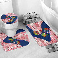 Panama Christmas Bathroom Set with Santa Claus Sea Turtles Holiday Tree and Red Blue Pattern Design - Wonder Print Shop