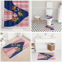 Panama Christmas Bathroom Set with Santa Claus Sea Turtles Holiday Tree and Red Blue Pattern Design - Wonder Print Shop