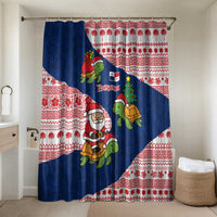 Panama Christmas Bathroom Set with Santa Claus Sea Turtles Holiday Tree and Red Blue Pattern Design - Wonder Print Shop