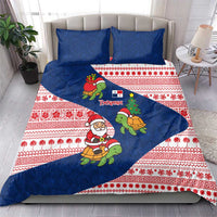 Panama Christmas Bedding Set with Santa Claus Sea Turtles Holiday Tree and Red Blue Pattern Design - Wonder Print Shop