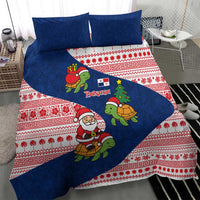 Panama Christmas Bedding Set with Santa Claus Sea Turtles Holiday Tree and Red Blue Pattern Design - Wonder Print Shop