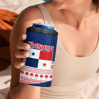 Panama Christmas 4 in 1 Can Cooler Tumbler with Santa Claus Sea Turtles Holiday Tree and Red Blue Pattern Design - Wonder Print Shop