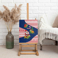 Panama Christmas Canvas Wall Art with Santa Claus Sea Turtles Holiday Tree and Red Blue Pattern Design - Wonder Print Shop
