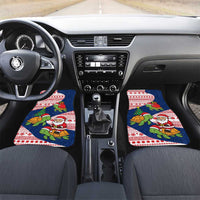 Panama Christmas Car Mats with Santa Claus Sea Turtles Holiday Tree and Red Blue Pattern Design - Wonder Print Shop