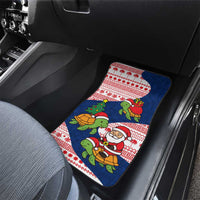 Panama Christmas Car Mats with Santa Claus Sea Turtles Holiday Tree and Red Blue Pattern Design - Wonder Print Shop