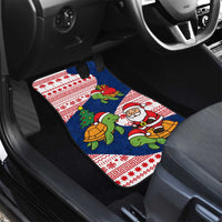 Panama Christmas Car Mats with Santa Claus Sea Turtles Holiday Tree and Red Blue Pattern Design - Wonder Print Shop