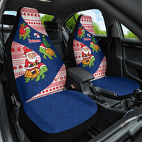 Panama Christmas Car Seat Cover with Santa Claus Sea Turtles Holiday Tree and Red Blue Pattern Design - Wonder Print Shop