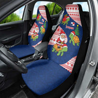 Panama Christmas Car Seat Cover with Santa Claus Sea Turtles Holiday Tree and Red Blue Pattern Design - Wonder Print Shop