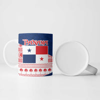 Panama Christmas Ceramic Mug with Santa Claus Sea Turtles Holiday Tree and Red Blue Pattern Design - Wonder Print Shop