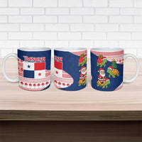 Panama Christmas Ceramic Mug with Santa Claus Sea Turtles Holiday Tree and Red Blue Pattern Design - Wonder Print Shop