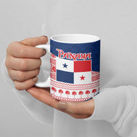 Panama Christmas Ceramic Mug with Santa Claus Sea Turtles Holiday Tree and Red Blue Pattern Design - Wonder Print Shop