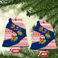 Panama Christmas Ceramic Ornament with Santa Claus Sea Turtles Holiday Tree and Red Blue Pattern Design - Wonder Print Shop