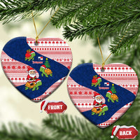 Panama Christmas Ceramic Ornament with Santa Claus Sea Turtles Holiday Tree and Red Blue Pattern Design - Wonder Print Shop