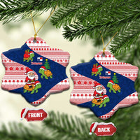Panama Christmas Ceramic Ornament with Santa Claus Sea Turtles Holiday Tree and Red Blue Pattern Design - Wonder Print Shop