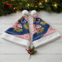 Panama Christmas Santa Hat with Santa Claus Sea Turtles Holiday Tree and Red Blue Pattern Design - Wonder Print Shop