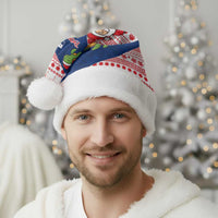 Panama Christmas Santa Hat with Santa Claus Sea Turtles Holiday Tree and Red Blue Pattern Design - Wonder Print Shop