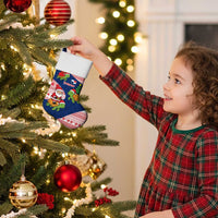 Panama Christmas Stocking with Santa Claus Sea Turtles Holiday Tree and Red Blue Pattern Design - Wonder Print Shop