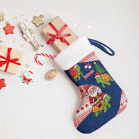 Panama Christmas Stocking with Santa Claus Sea Turtles Holiday Tree and Red Blue Pattern Design - Wonder Print Shop