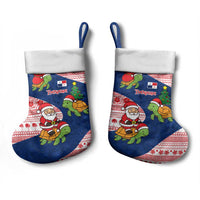 Panama Christmas Stocking with Santa Claus Sea Turtles Holiday Tree and Red Blue Pattern Design - Wonder Print Shop