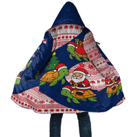 Panama Christmas Cloak with Santa Claus Sea Turtles Holiday Tree and Red Blue Pattern Design - Wonder Print Shop
