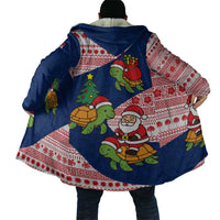 Panama Christmas Cloak with Santa Claus Sea Turtles Holiday Tree and Red Blue Pattern Design - Wonder Print Shop