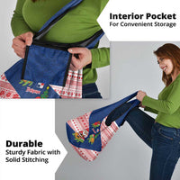 Panama Christmas Grocery Bag with Santa Claus Sea Turtles Holiday Tree and Red Blue Pattern Design - Wonder Print Shop