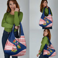 Panama Christmas Grocery Bag with Santa Claus Sea Turtles Holiday Tree and Red Blue Pattern Design - Wonder Print Shop